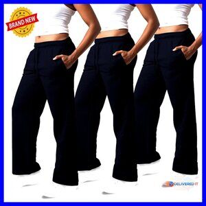 3 Pack Fleece Sweatpants Wide Leg Yoga Pants Plus Size
